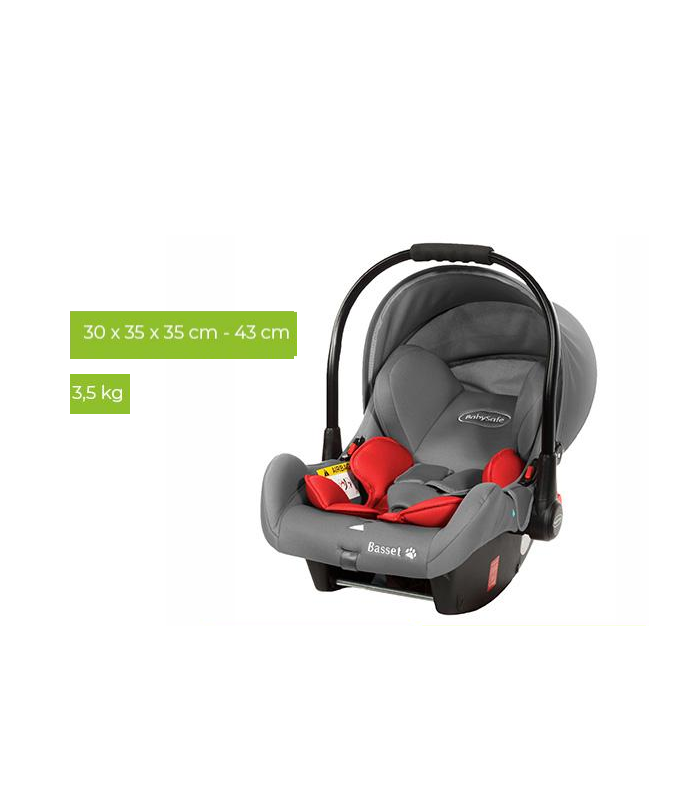 BabySafe Basset Black Car Seat with or without ISOFIX Base (0-15 months, 0-13 kg)