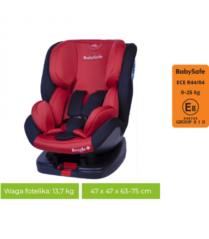 BabySafe Beagle Red Car Seat with ISOFIX Base (0-6 years, 0-25 kg)