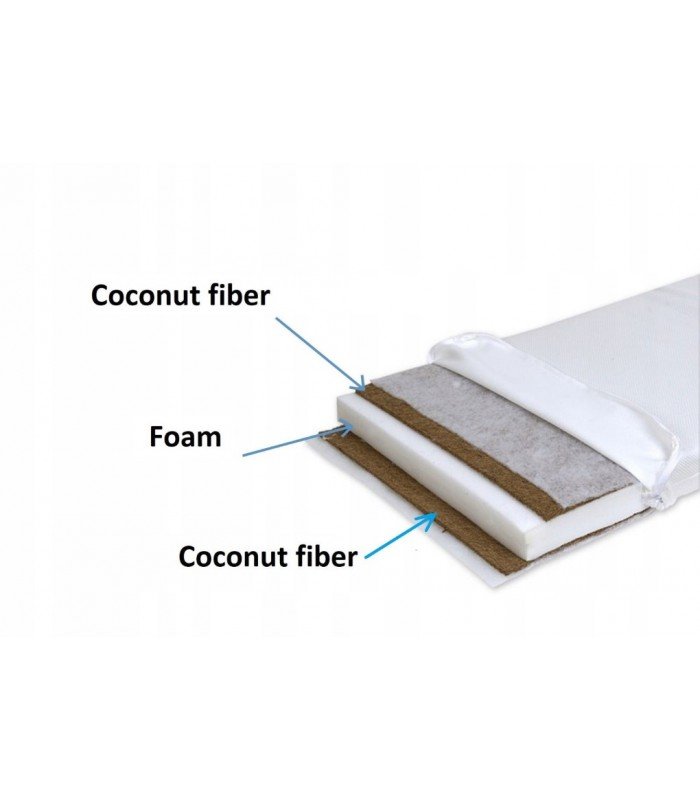 Junior MATTRESS double-sided coconut fiber and foam 3 sizes 120x60 cm 140x70 cm 160x80 cm