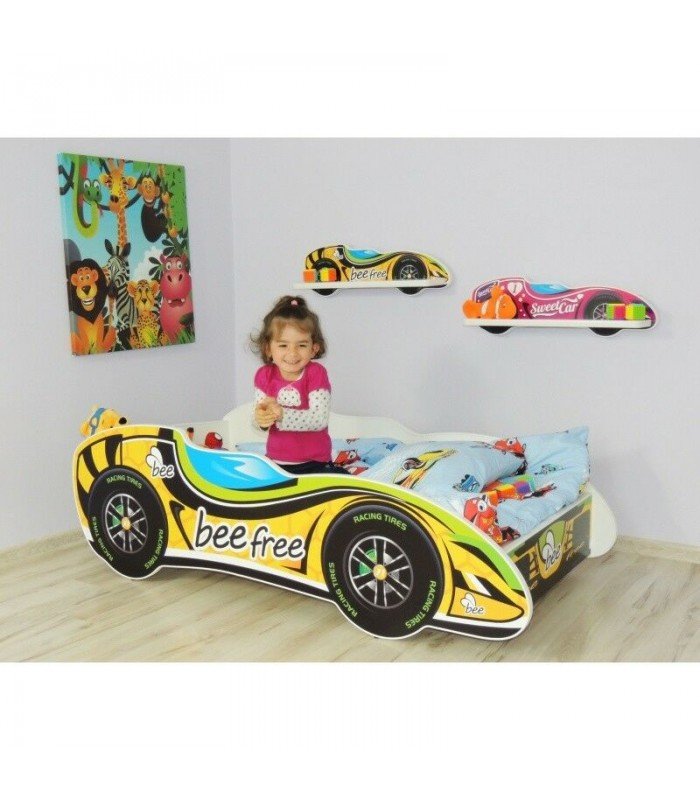 F1 Lit enfant BEE FREE + matelas + oreiller 2 tailles 140x70 et 160x80 cm