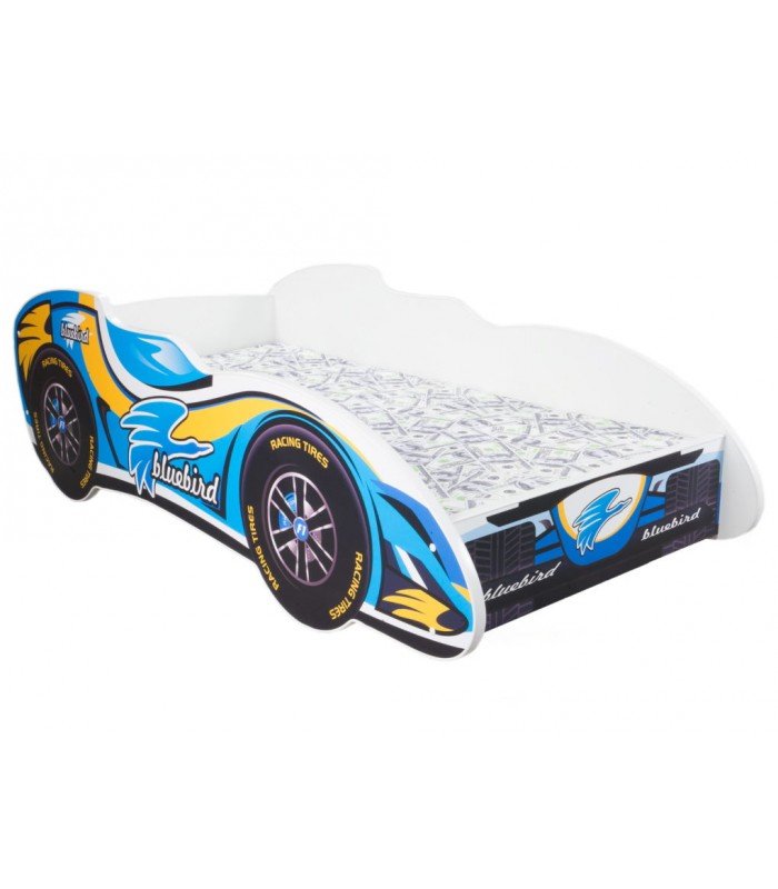 F1 Lit enfant BLUE BIRD + matelas + oreiller 2 tailles 140x70 et 160x80 cm