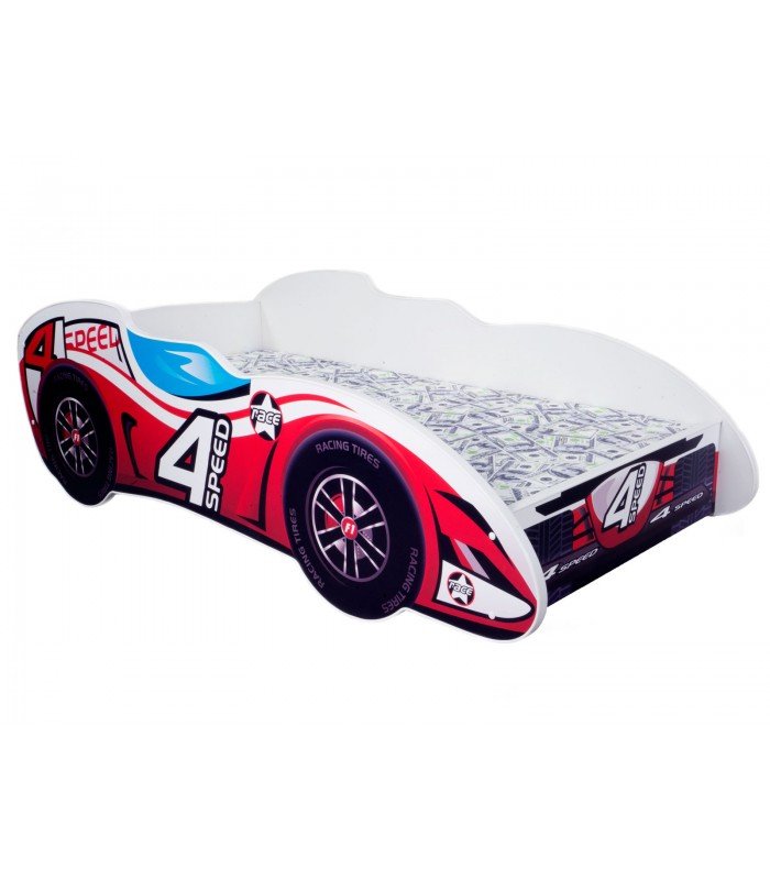 F1 Lit enfant 4 SPEED + matelas + oreiller 2 tailles 140x70 et 160x80 cm