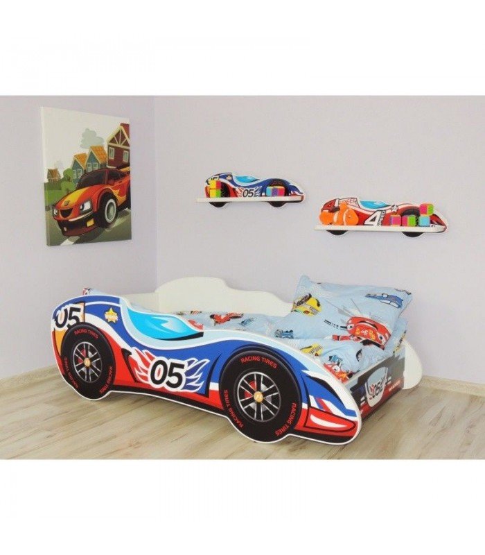 F1 Lit enfant 05 CAR + matelas + oreiller 2 tailles 140x70 et 160x80 cm