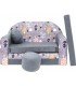 Childrens sofa bed type W, Fold Out Sofa Foam Bed for children + free pillow and pouffe,  gray with squirrels in the forest