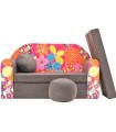 Childrens sofa bed type W, Fold Out Sofa Foam Bed for children + free pillow and pouffe WA12+