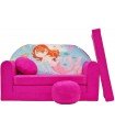 Childrens sofa bed type W, Fold Out Sofa Foam Bed for children + free pillow and pouffe WH4