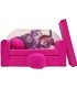 Childrens sofa bed type W, Fold Out Sofa Foam Bed for children + free pillow and pouffe WH6+