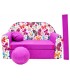 Childrens sofa bed type W, Fold Out Sofa Foam Bed for children + free pillow and pouffe M33