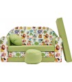Childrens sofa bed type W, Fold Out Sofa Foam Bed for children + free pillow and pouffe Z5