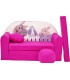 Childrens sofa bed type W, Fold Out Sofa Foam Bed for children + free pillow and pouffe WH25