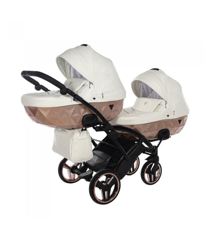 Junama Fluo Individual V3 Satin Rose Gold White Duo Slim For Twins Travel System 2in1 / 3in1 / 4in1