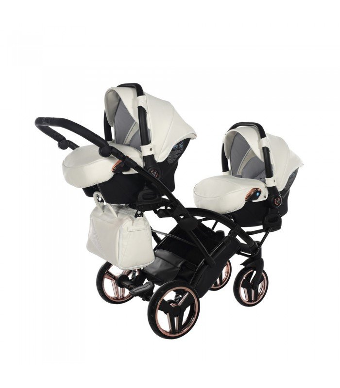 Junama Fluo Individual V3 Satin Rose Gold White Duo Slim For Twins Travel System 2in1 / 3in1 / 4in1