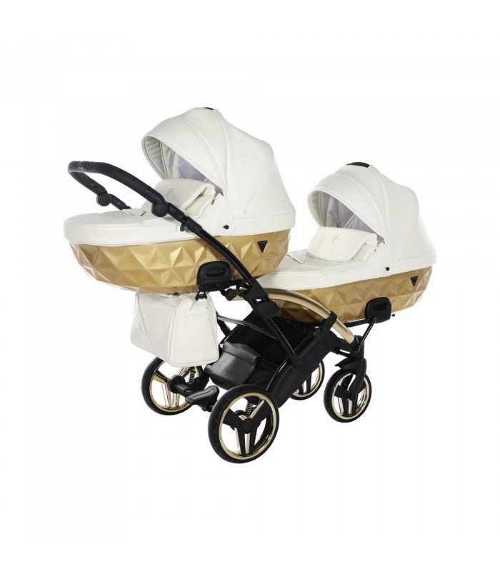 Junama Fluo Individual V3 Satin Gold White Duo Slim For Twins Travel System 2in1 / 3in1 / 4in1