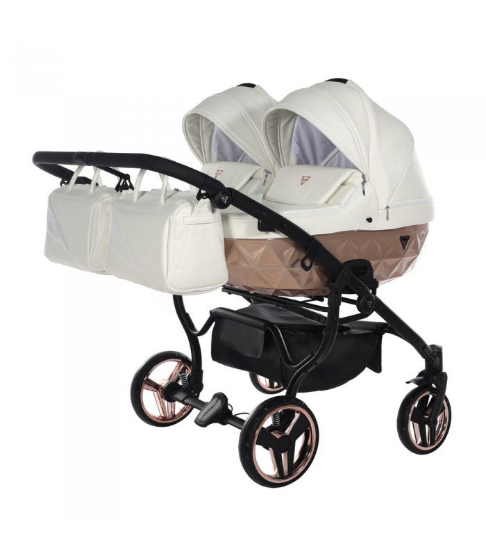 Junama Fluo Individual V3 Satin Rose Gold White Duo For Twins Travel System 2in1 / 3in1 / 4in1