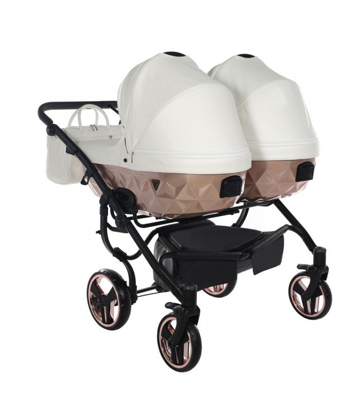 Junama Fluo Individual V3 Satin Rose Gold White Duo For Twins Travel System 2in1 / 3in1 / 4in1