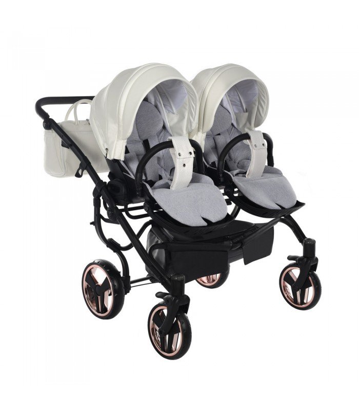 Junama Fluo Individual V3 Satin Rose Gold White Duo For Twins Travel System 2in1 / 3in1 / 4in1