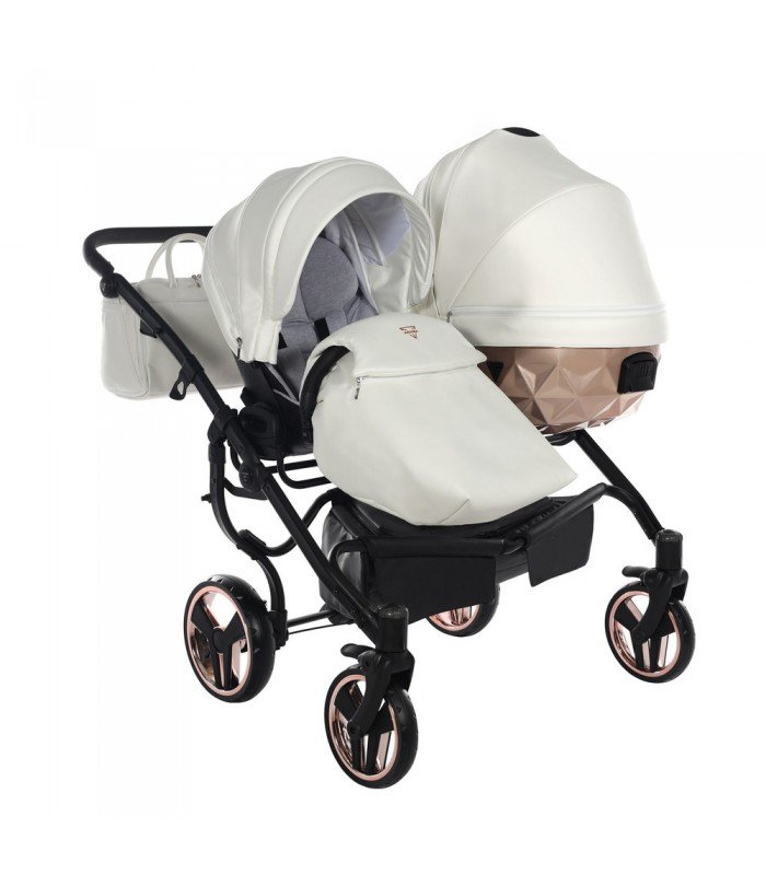 Junama Fluo Individual V3 Satin Rose Gold White Duo For Twins Travel System 2in1 / 3in1 / 4in1