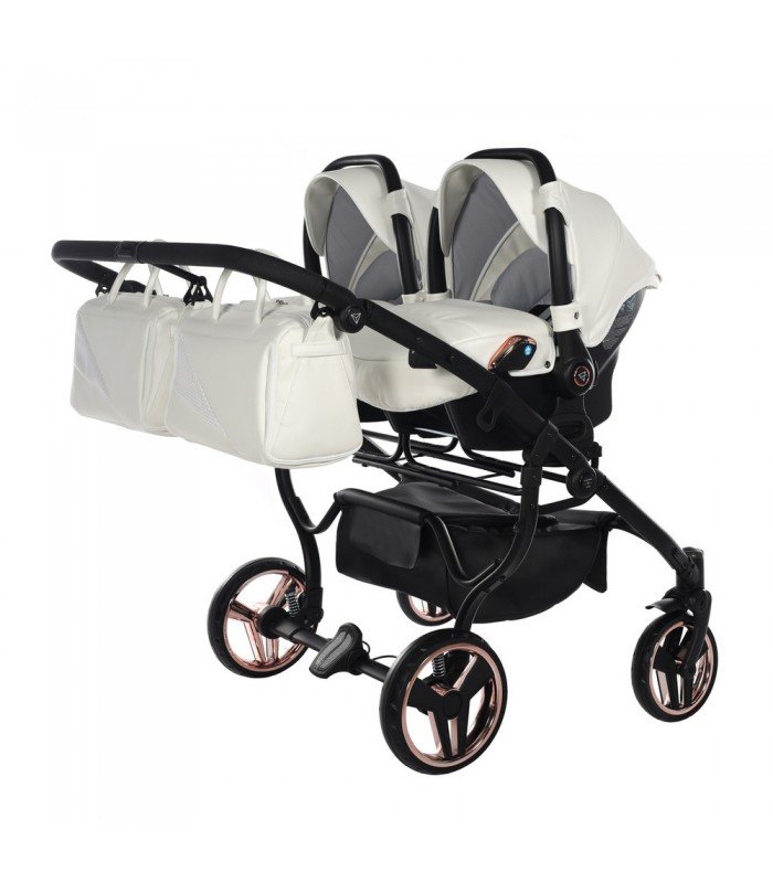 Junama Fluo Individual V3 Satin Rose Gold White Duo For Twins Travel System 2in1 / 3in1 / 4in1