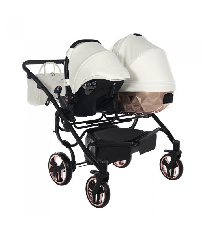 Junama Fluo Individual V3 Satin Rose Gold White Duo For Twins Travel System 2in1 / 3in1 / 4in1