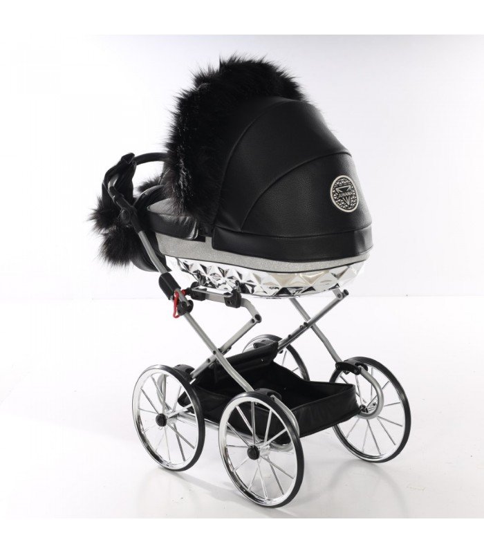 Doll prams Junama Glitters Black-Silver