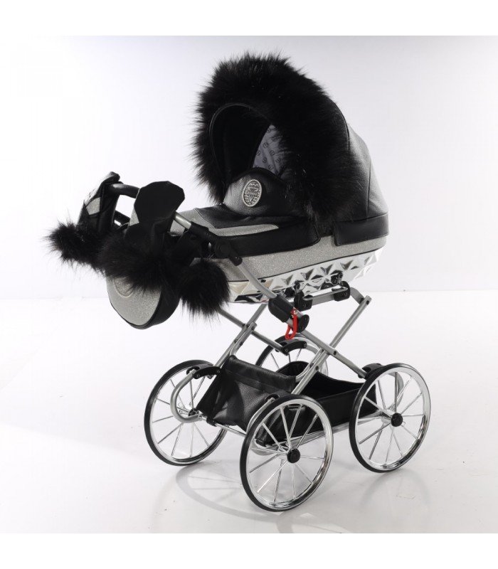 Doll prams Junama Glitters Black-Silver