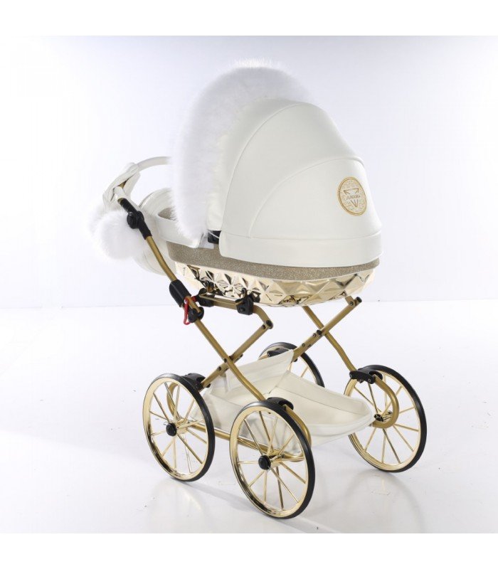 Doll prams Junama Glitters White-Gold