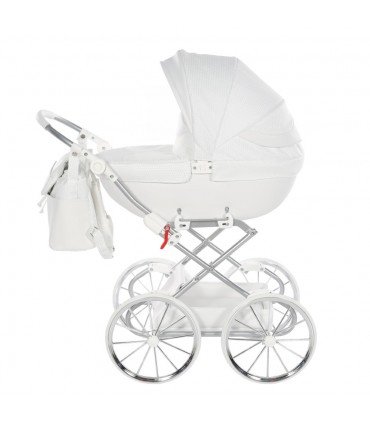 Mini Dolce Dolls Pram by Junama White-Silver