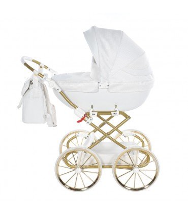 Mini Dolce Dolls Pram by Junama White-Gold