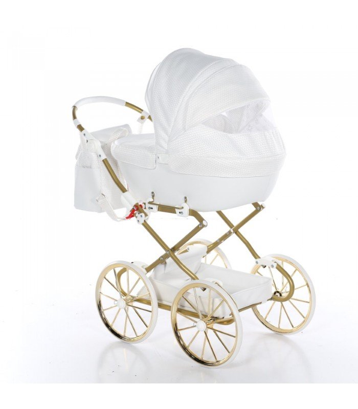 Mini Dolce Dolls Pram by Junama White-Gold