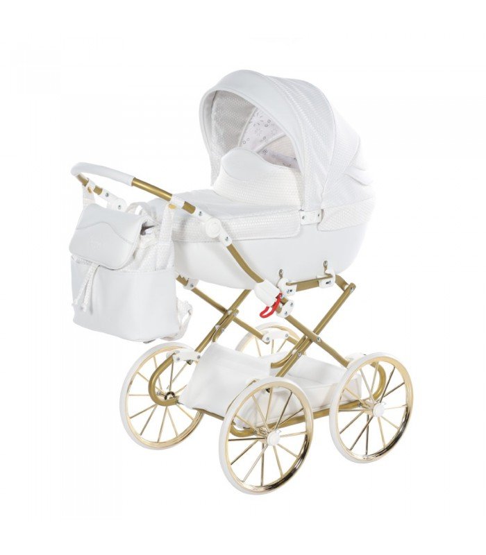 Mini Dolce Dolls Pram by Junama White-Gold
