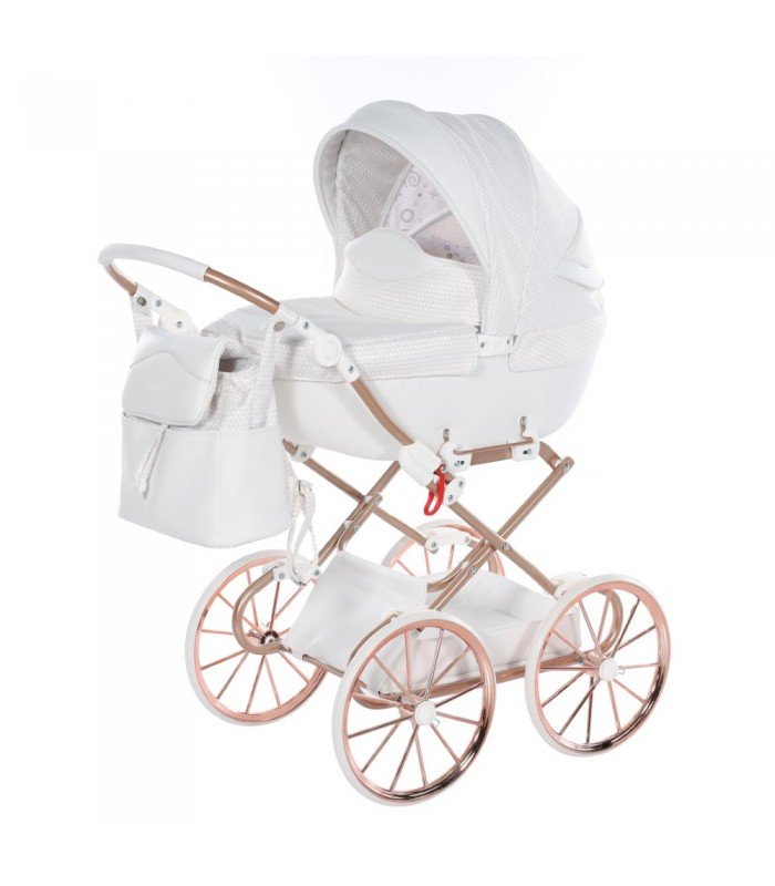 Mini Dolce Dolls Pram by Junama White-Copper
