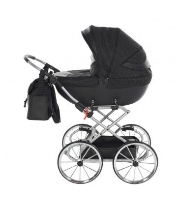 Mini Dolce Dolls Pram by Junama Black-Silver