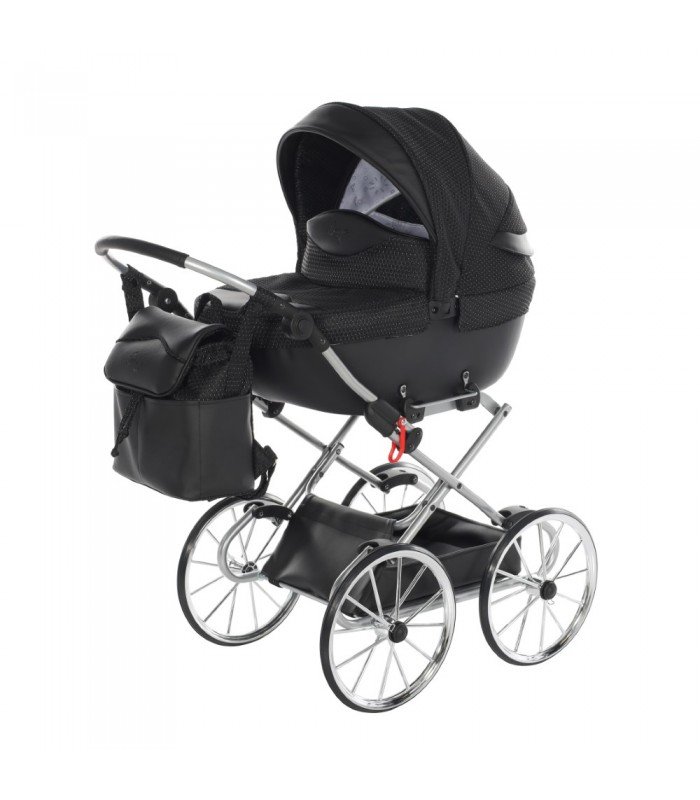 Mini Dolce Dolls Pram by Junama Black-Silver