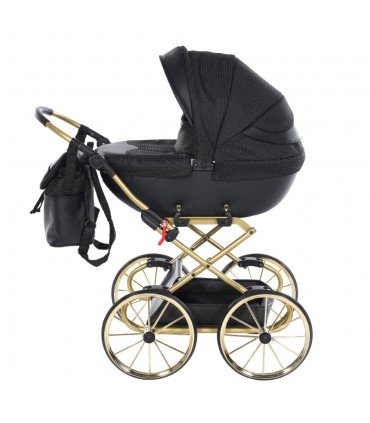 Mini Dolce Dolls Pram by Junama Black-Gold