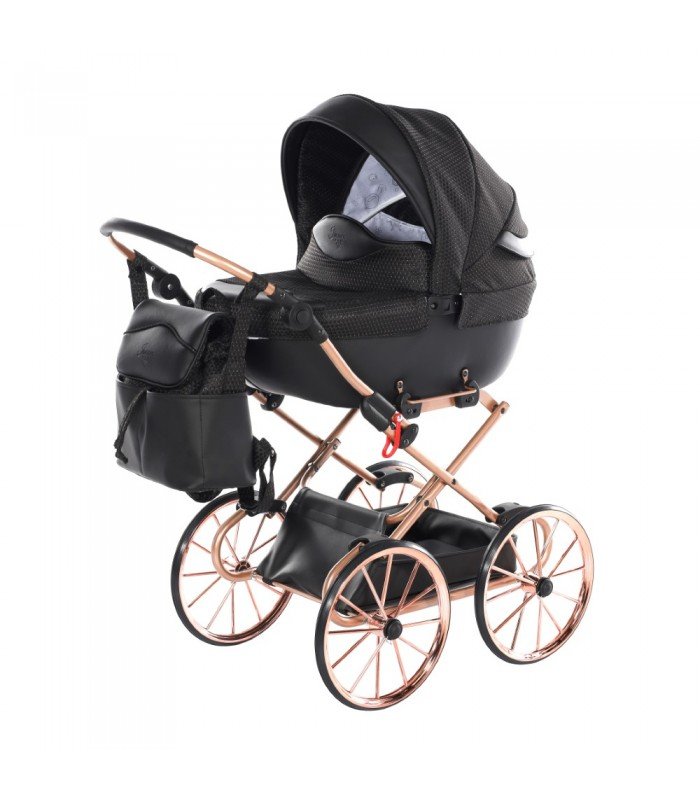 Mini Dolce Dolls Pram by Junama Black-Copper