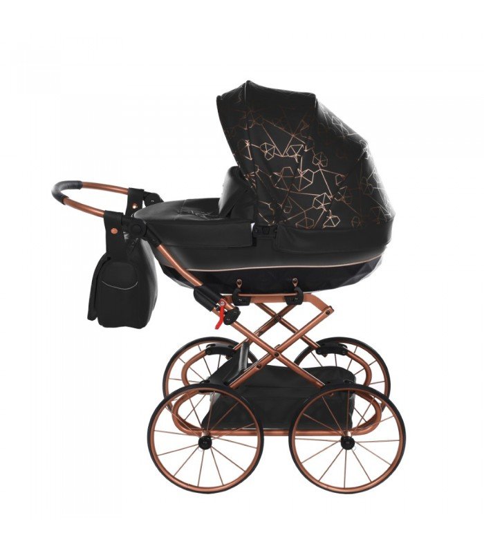 Junama Mini HEART Dolls Pram Black