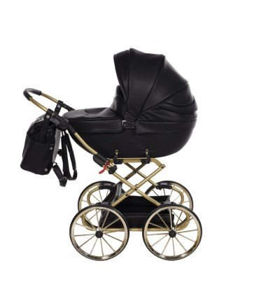 Junama Bonbon Mini Dolls Pram Black-Gold