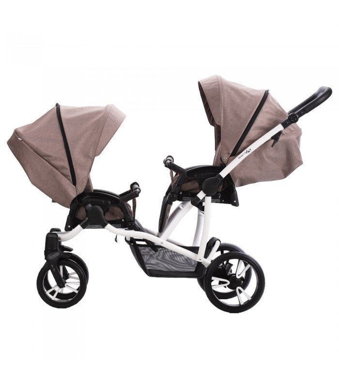 Bebetto42 Sport 21 White/Graphite/Black Frame, Double pushchair For Twins 2in1 / 3in1 / 4in1