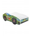 Racing Car Bed Toddler GREEN + mattress + pillow
